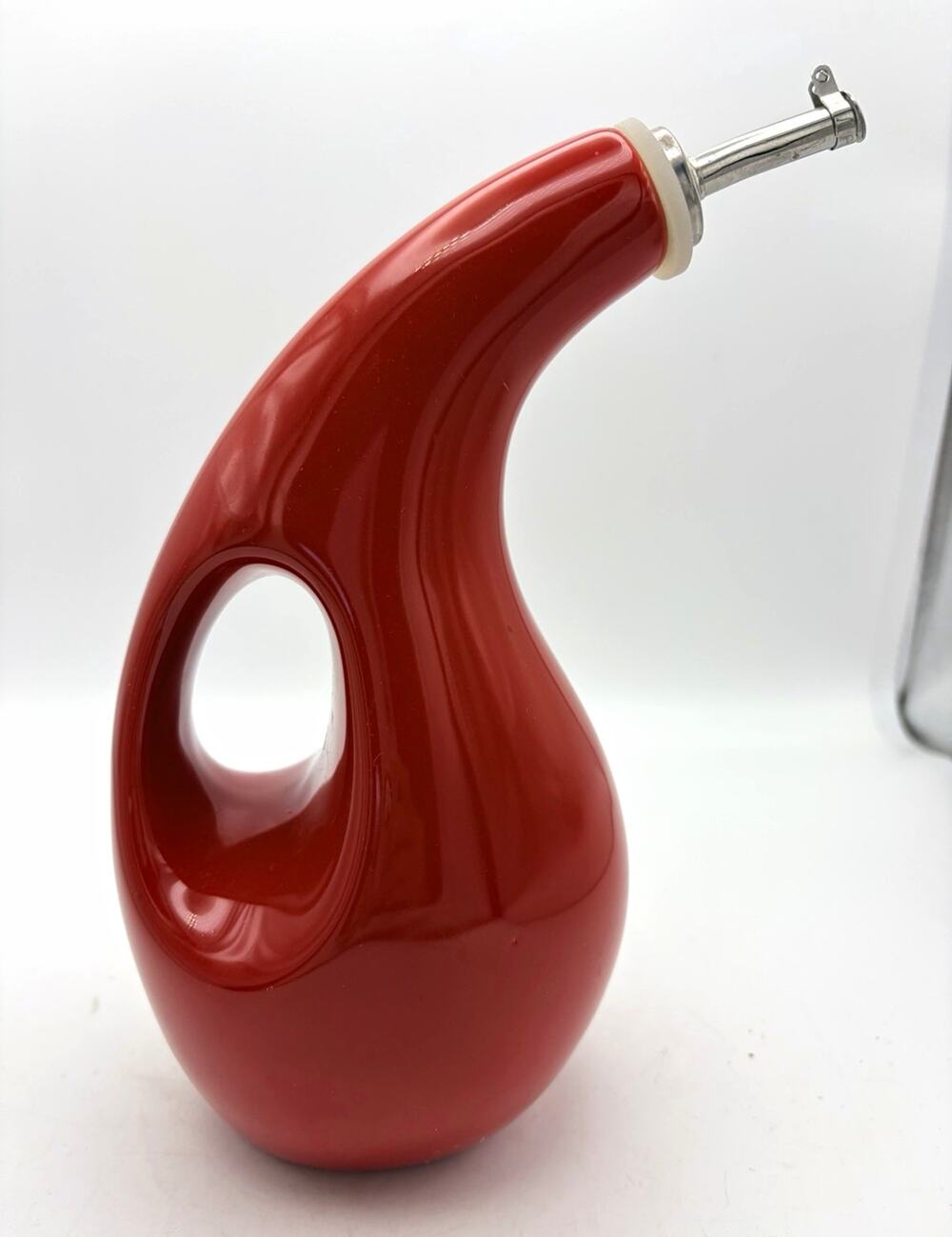 Rachael Ray Red Ceramic Oil/Vinegar Cruet w/ Stainless Pour Spout H016S